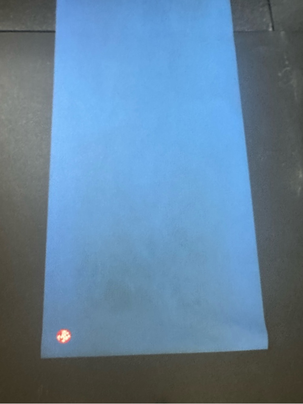 manduka Blue Yoga Mat with Red Logo